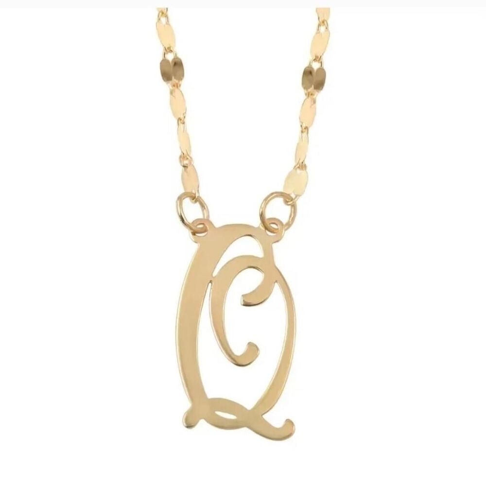 10k Gold Q Initial Necklace